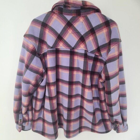 Sage Collective Women's Long Sleeve Plaid Super Plush Sherpa Lined Fleece Shirt - Picture 5 of 7